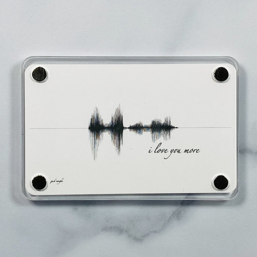I Love You More Soundwave Fridge Magnet 2x3 Black White Acrylic Locker Desk